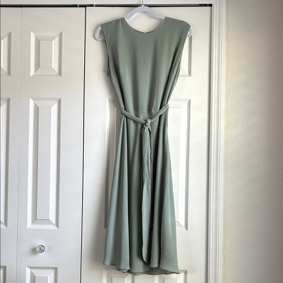 Ralph Lauren Sage Green Midi Dress Size 6 Tie Waist NWT - Picture 2 of 16